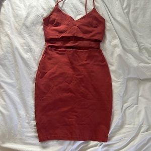 Rust colored body con dress